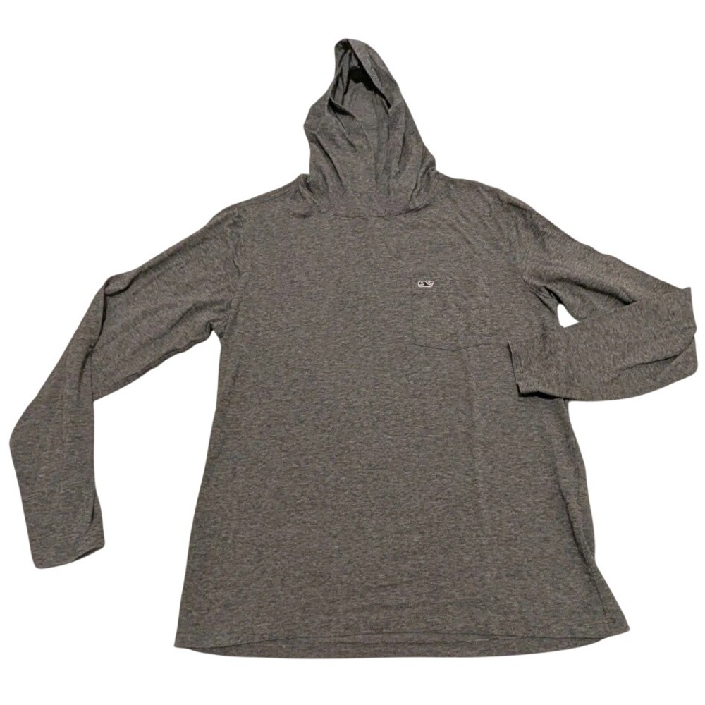 Vineyard Vines Edgartown T Shirt Hoodie Mens Size S Gray Pocket Long Sleeve